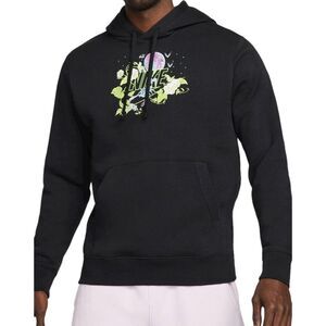 ✅Mens S Nike Club Fleece Pullover Hoodie Black Logo Twist Embroidery Size S